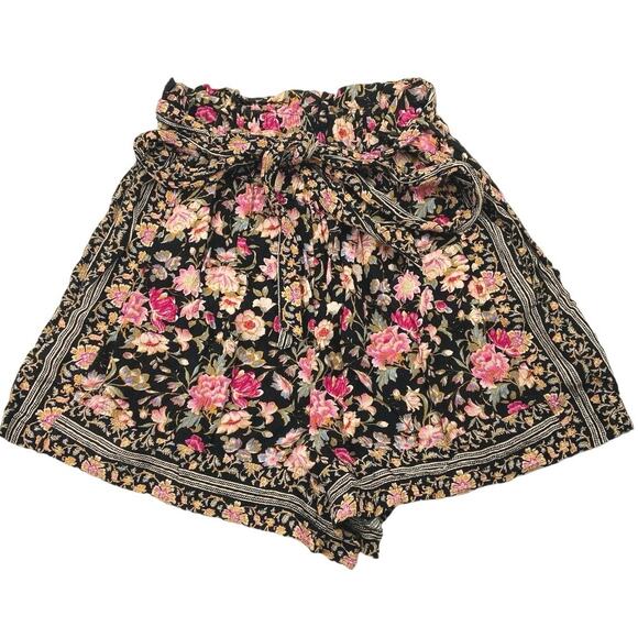 American Eagle Outfitters Multicolor Floral Print Tie Waist Paperbag Shorts Sz S - Picture 1 of 5